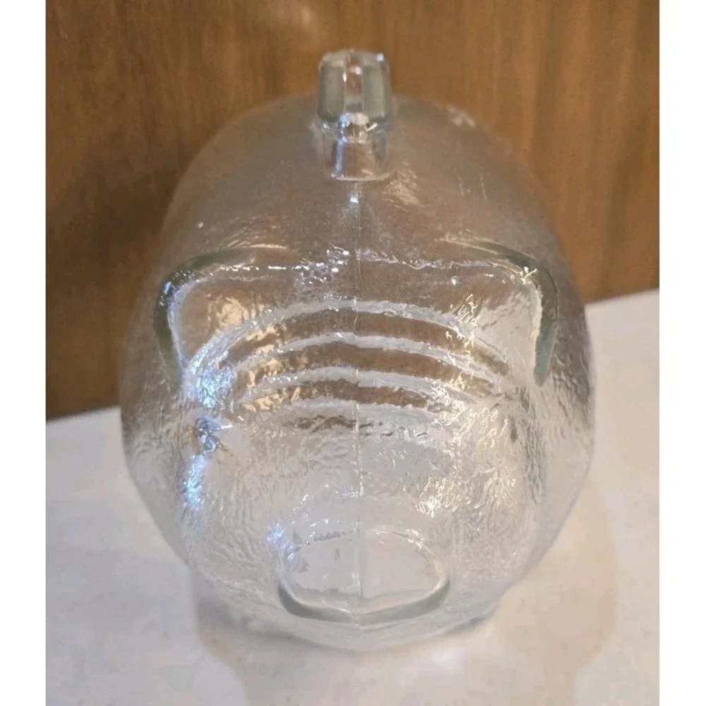 Vintage inspired Anchor Hocking Glass Pig Coin Bank Big Clear‎ Piggy Bank